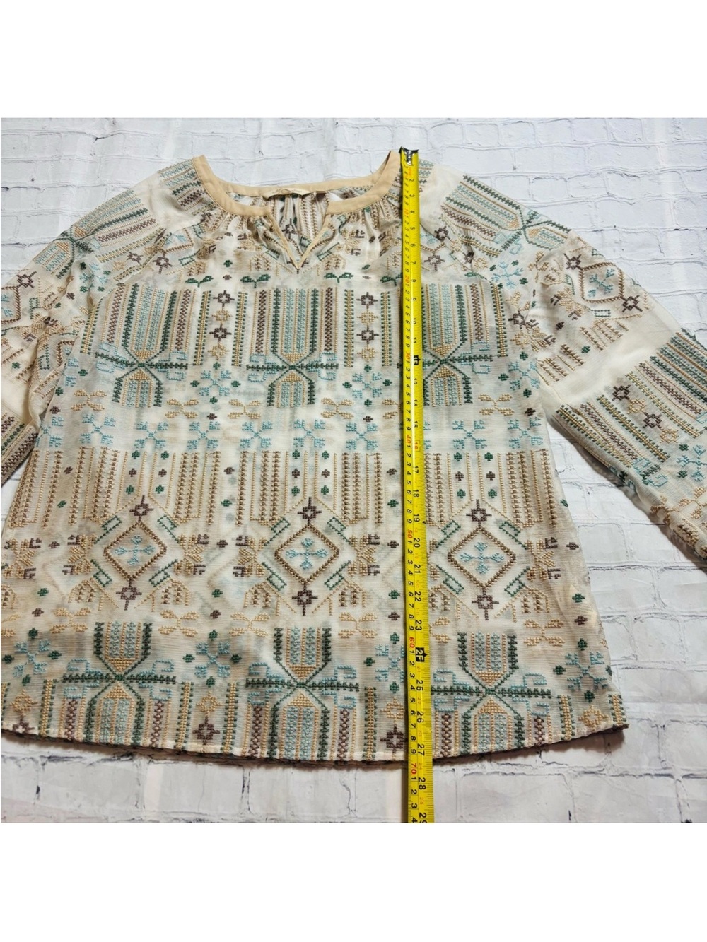 Soft Surroundings Womens Size M Top Sanibella Embroidered Semi Sheer *NO CAMI - Picture 8 of 12
